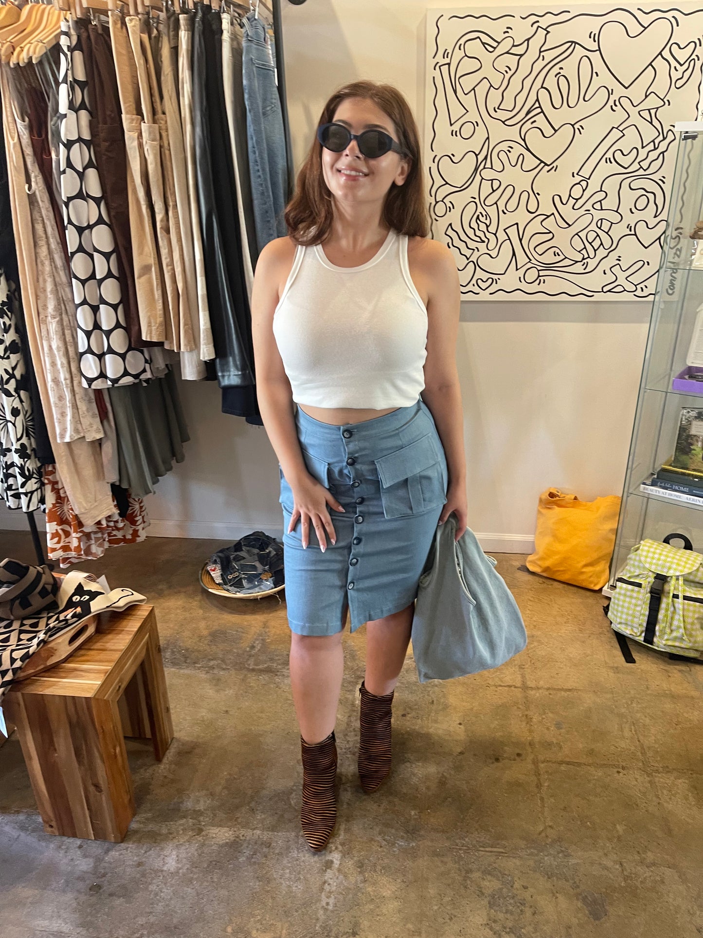 BUTTON FRONT MIDI CARGO SKIRT