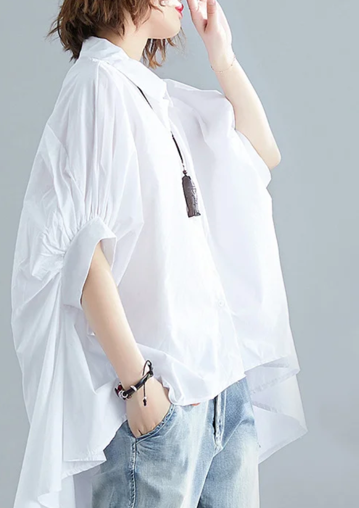 High-Low Oversize Batwing Sleeve Shirt
