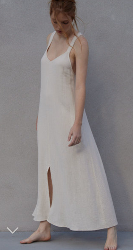 RAW EDGED CROSS BACK COTTON MAXI DRESS
