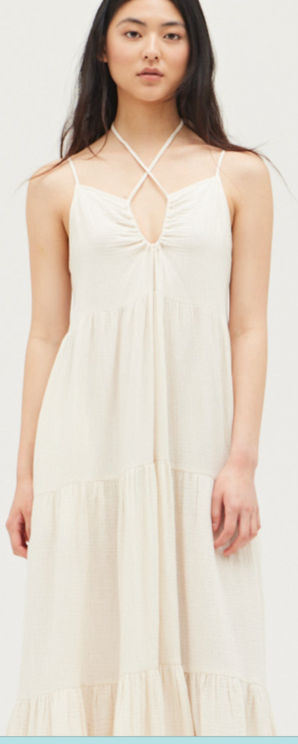 3 TIERED HALTER TOP MAXI DRESS