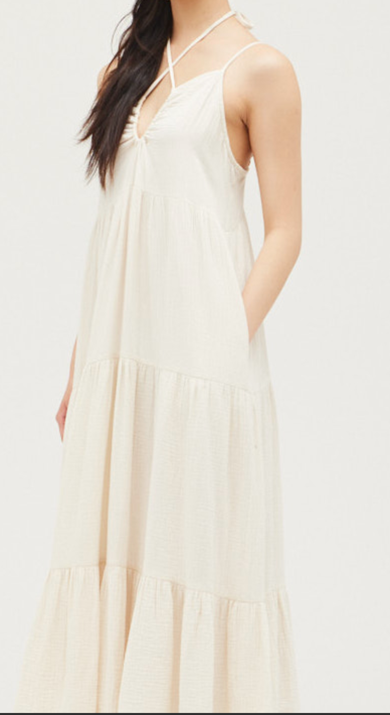 3 TIERED HALTER TOP MAXI DRESS