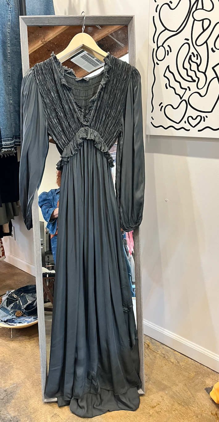 Silky Long Sleeve Maxi Holiday Dress