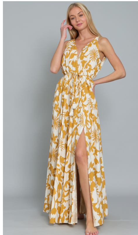 Sleeveless Tie Waist Maxi Dress
