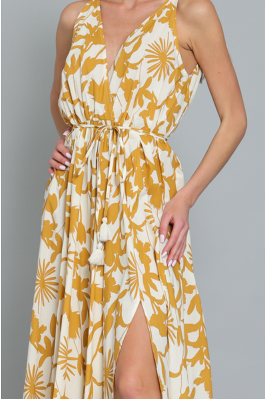 Sleeveless Tie Waist Maxi Dress