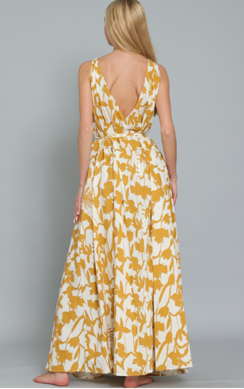 Sleeveless Tie Waist Maxi Dress