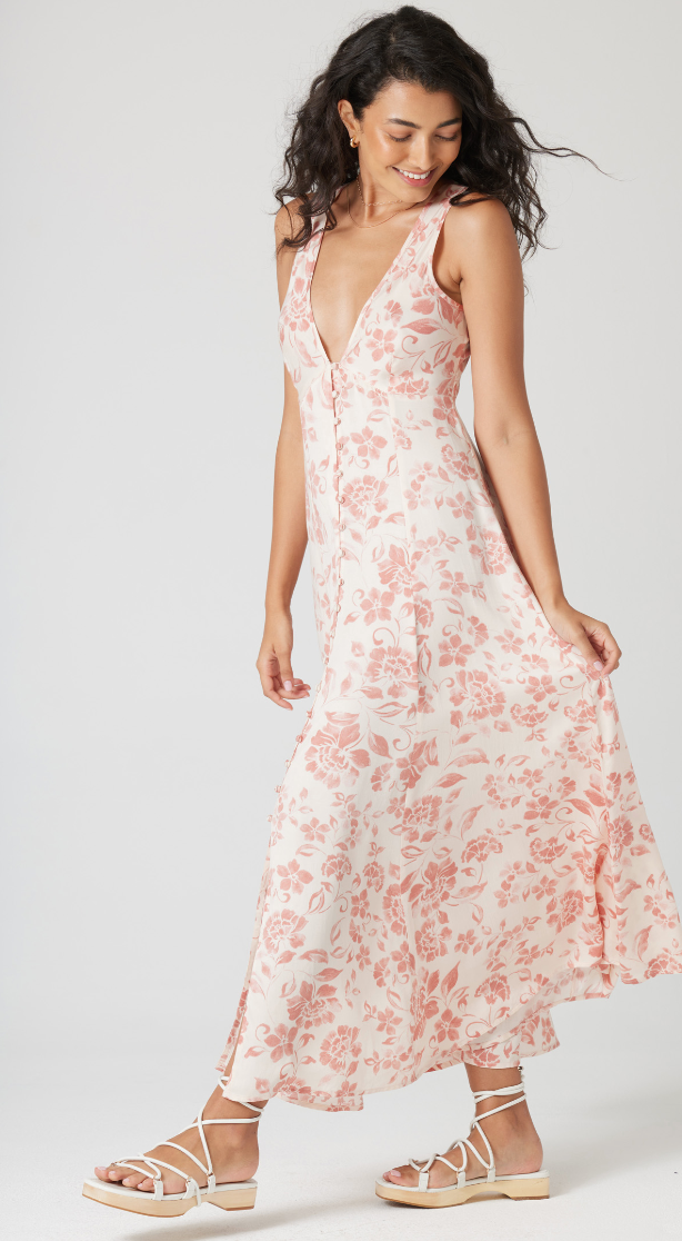 V-Neck Umpire Button Up Midi Dress