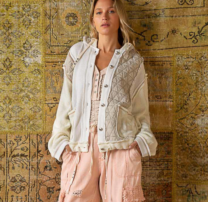 THERMAL QUILTED OVERSIZED LIGHT JACKET WITH HOODIE