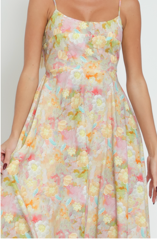 Adjustable Strap Back Tie Midi Dress