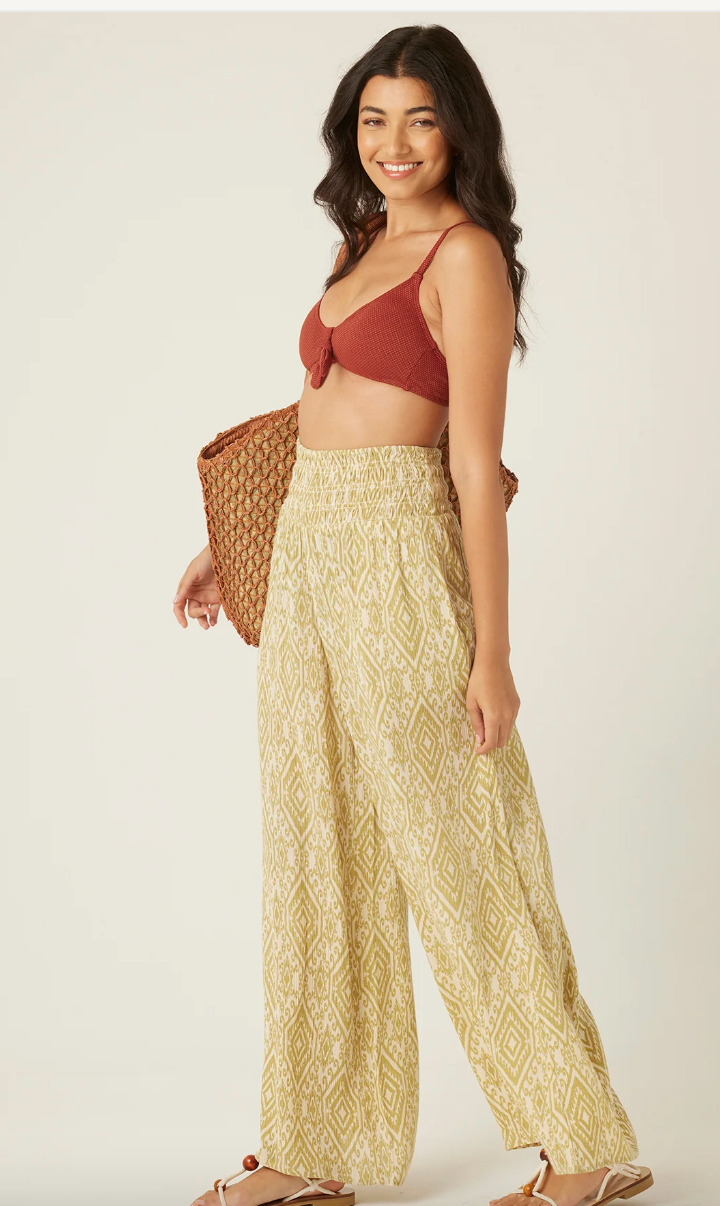 Wide Leg Elastic Waist Cotton Gauze Pant