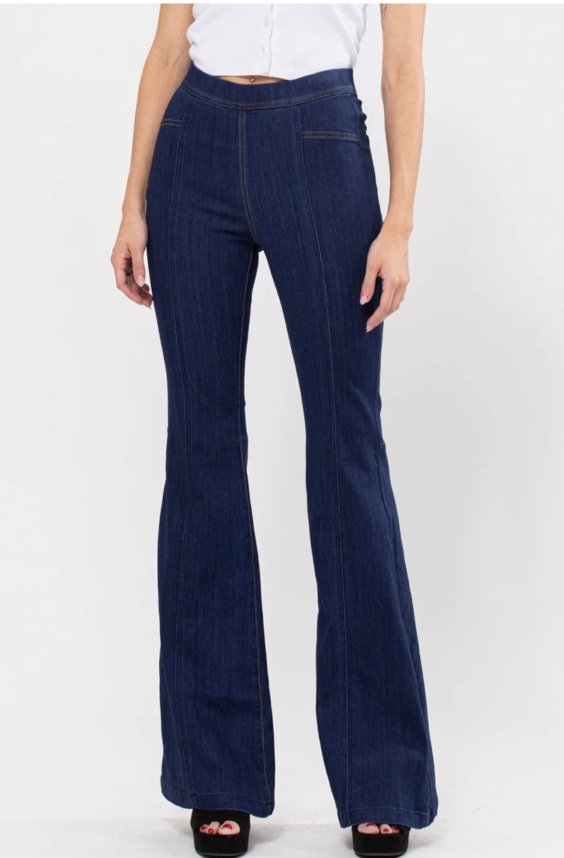 High Rise Front Seam Detail Pull On Flair