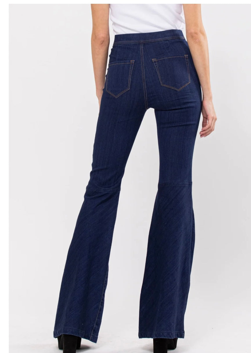 High Rise Front Seam Detail Pull On Flair