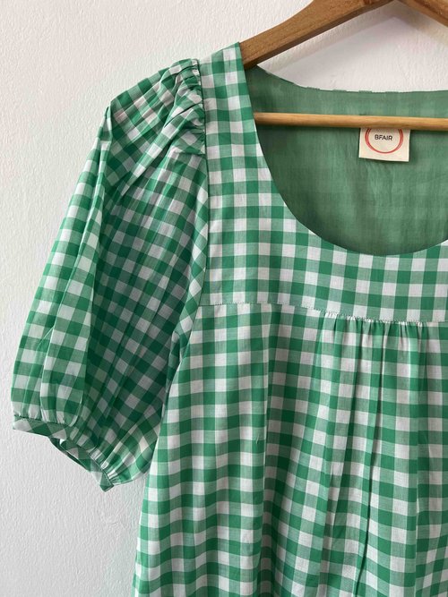 Green Checker Baby Doll Dress