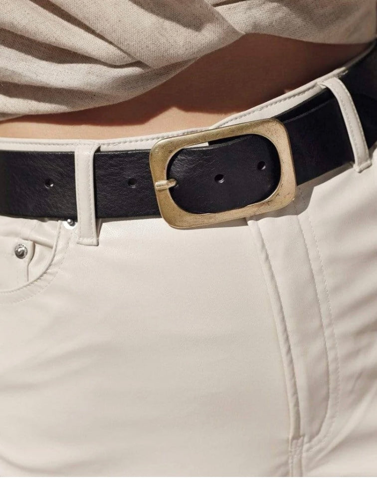 Handmade Leather Belt Brass Buckle /Jodi