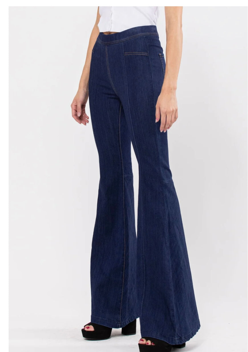 High Rise Front Seam Detail Pull On Flair