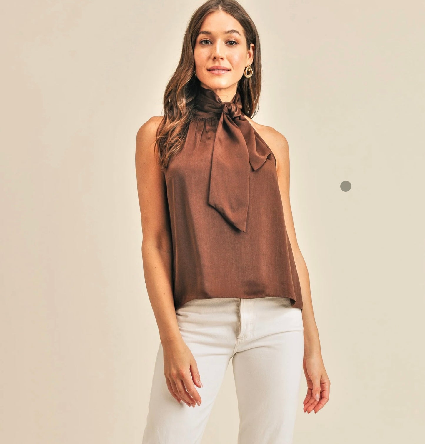 SILKY HIGH TIE NECK HALTER TOP