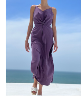 Grecian Style Midi Dress in Plumb