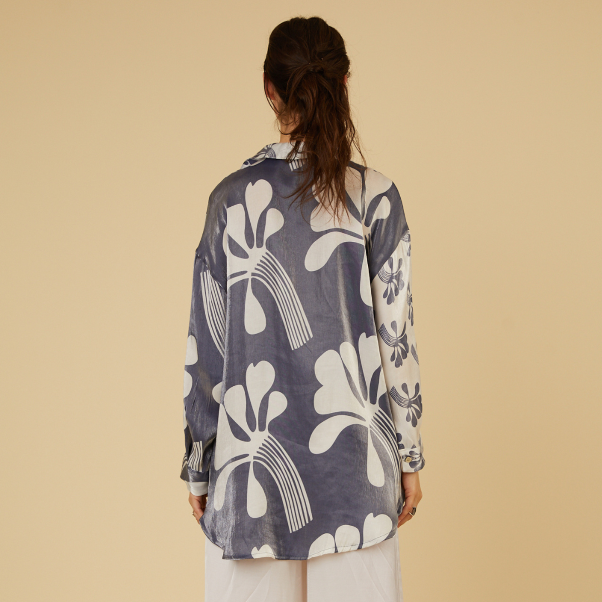 Abstract Print Sateen Blouse