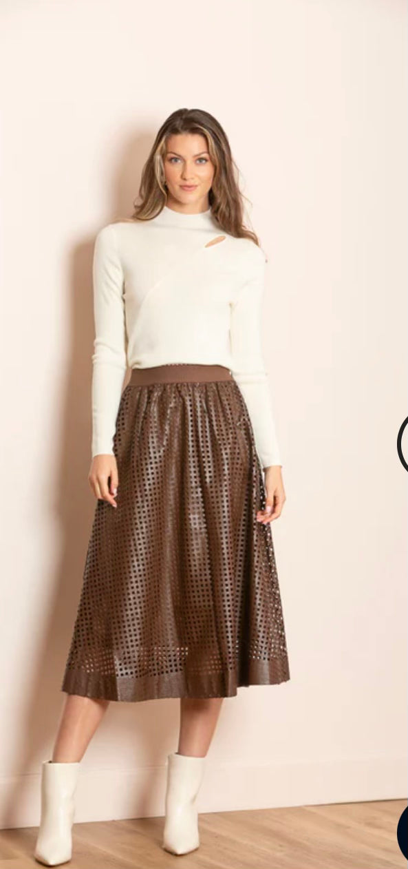 Faux Leather Midi Skirt