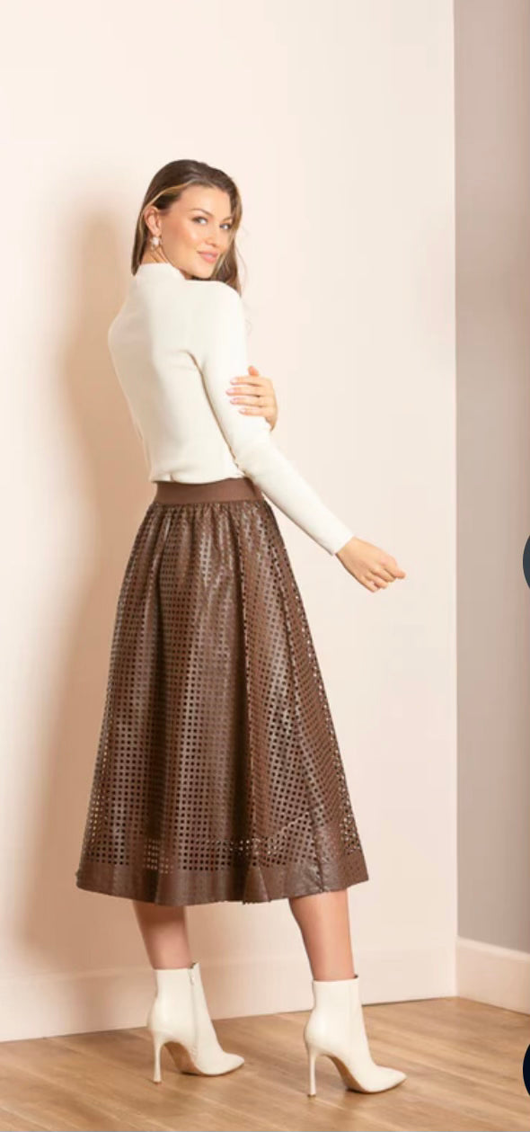 Faux Leather Midi Skirt