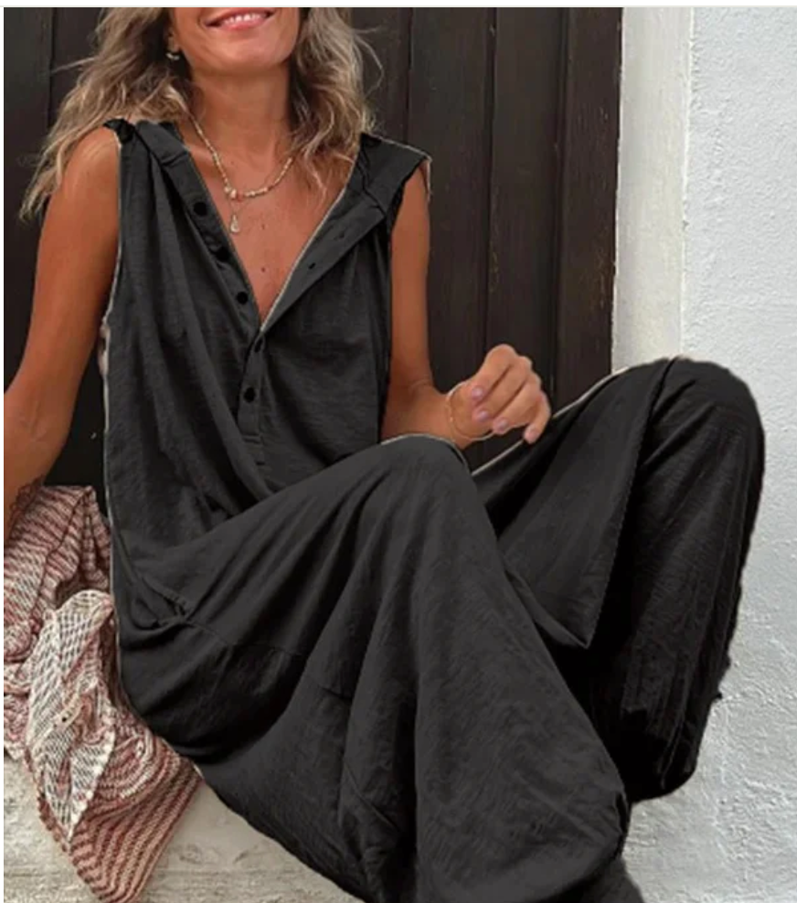 LOOSE FITTING HAREM STYLE JUMPSUIT WITH HOODIE
