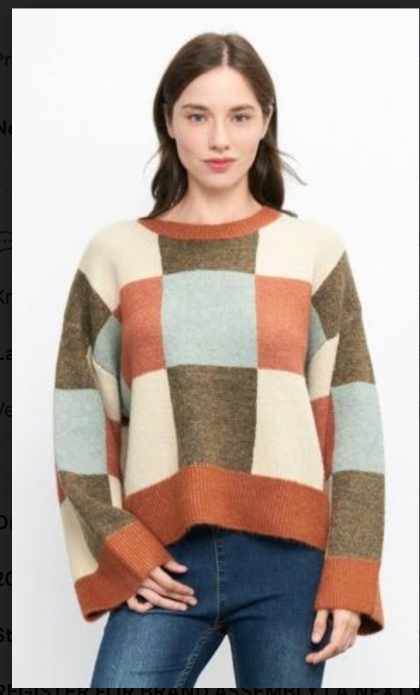 Trendy Checker Pullover Sweater