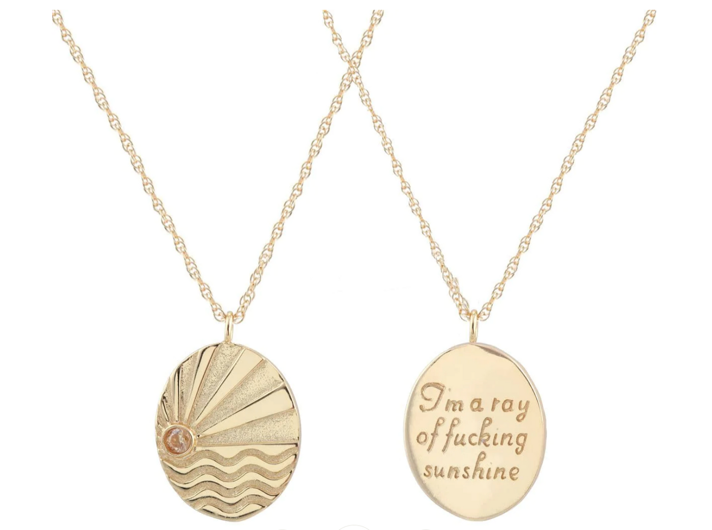 "RAY OF SUNSHINE" SCRIPT NECKLACE
