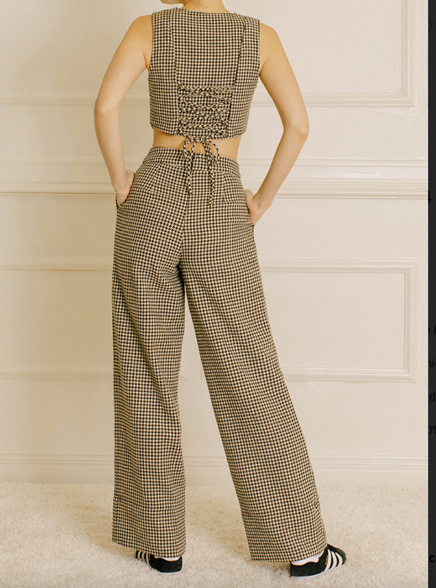 Houndstooth High-Waisted Pant