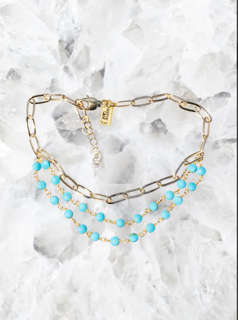 MULTI LAYER TURQUOISE ANKLET