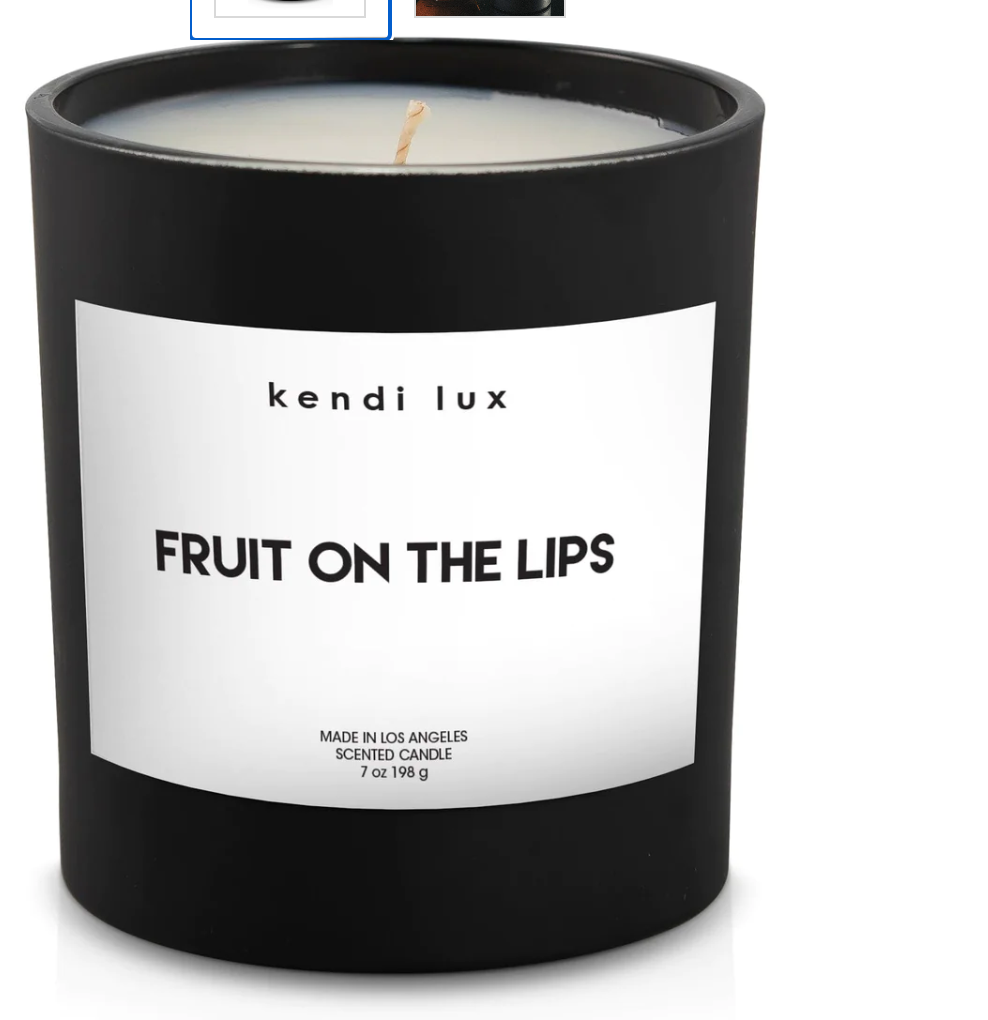 Soy blend candle with braided cotton wick in a black glass tumbler - Fruit On The Lips