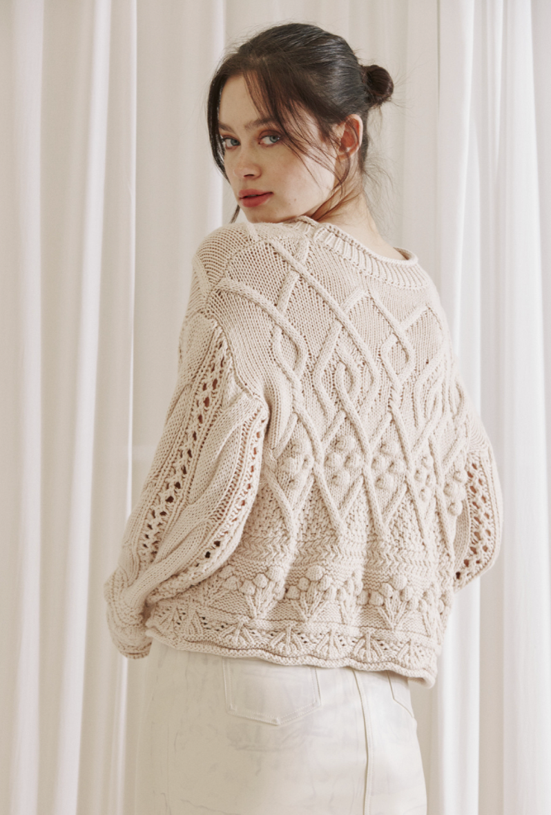 3D Cable Knit Sweater