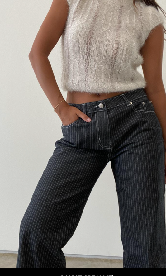 Pin Stripped Denim Boyfriend Jeans