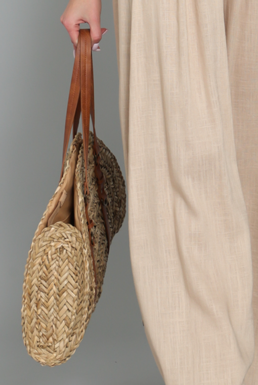 NATURAL WHEAT STRAW SUMMER BAG