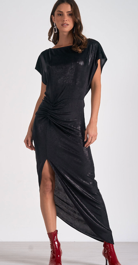 Shimmering Black Maxi Holiday Dress