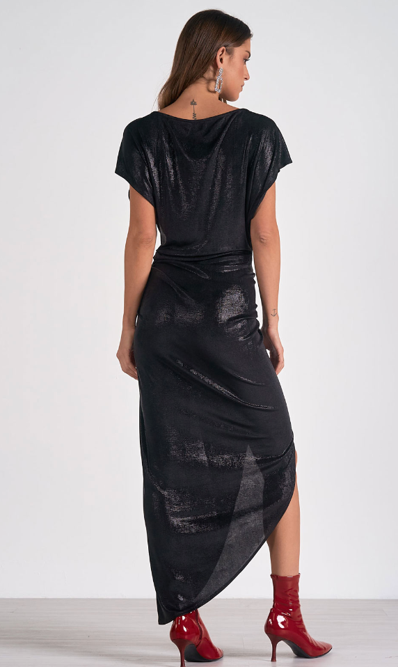 Shimmering Black Maxi Holiday Dress