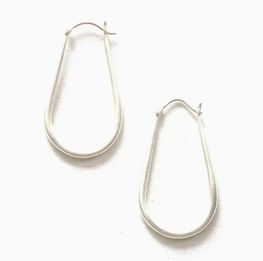 Silver Oblong Hoops