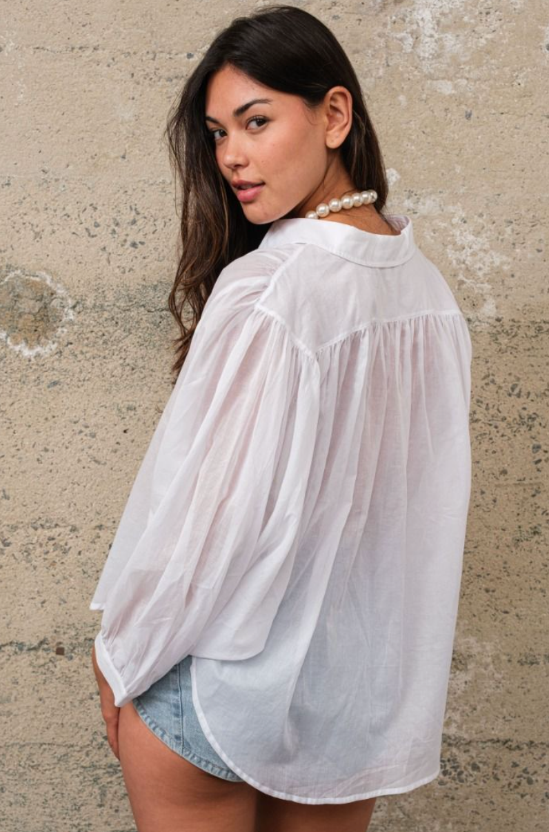 Button Down Linen Blouse