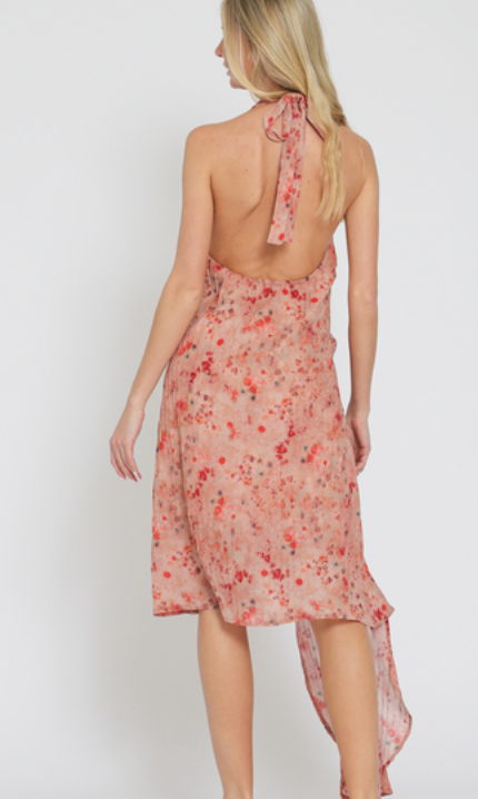 VINTAGE FLORAL HALTER DRESS