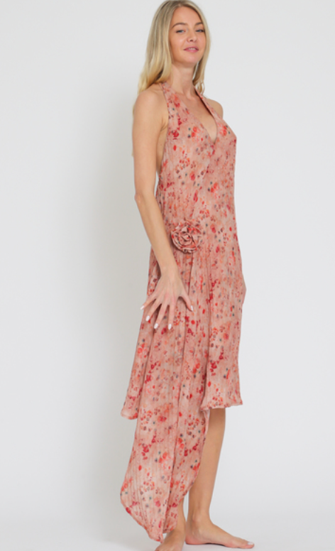 VINTAGE FLORAL HALTER DRESS