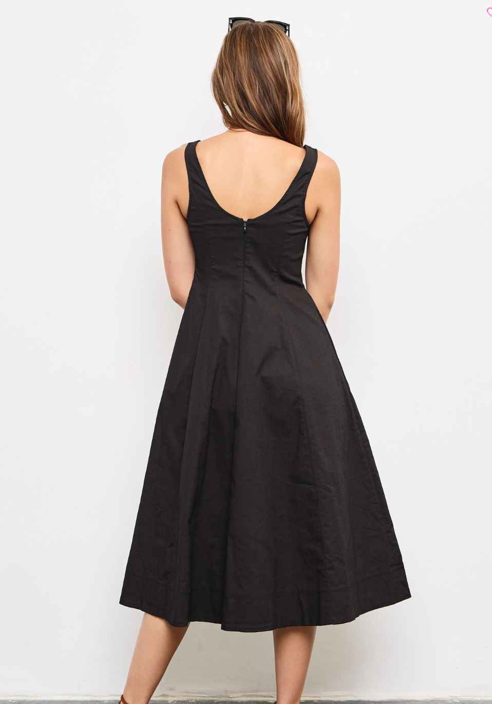 BLACK A-LINE MIDI DRESS