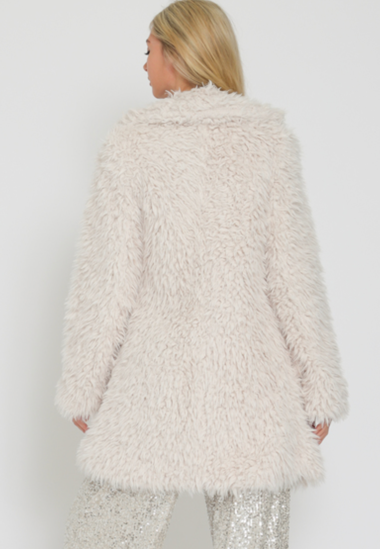 3/4 LENGTH FAUX FUR COAT