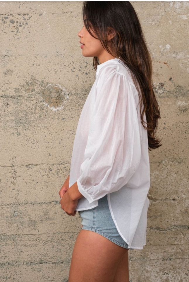 Button Up Dolman Sleeve Blouse