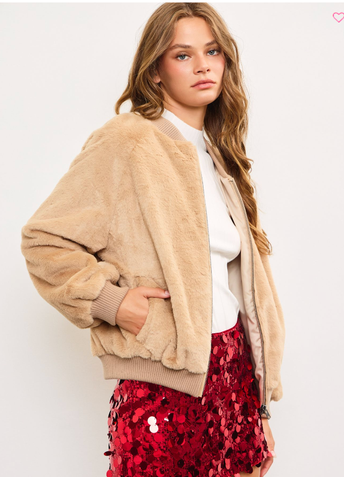 Buttery Soft Faux Fur Bomber Jacket