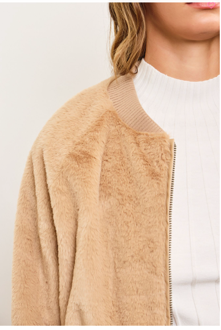 Buttery Soft Faux Fur Bomber Jacket