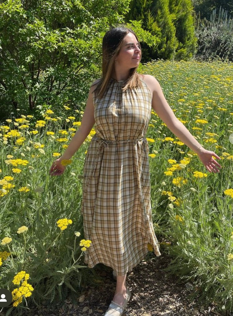 COTTON PLAID MAXI DRESS