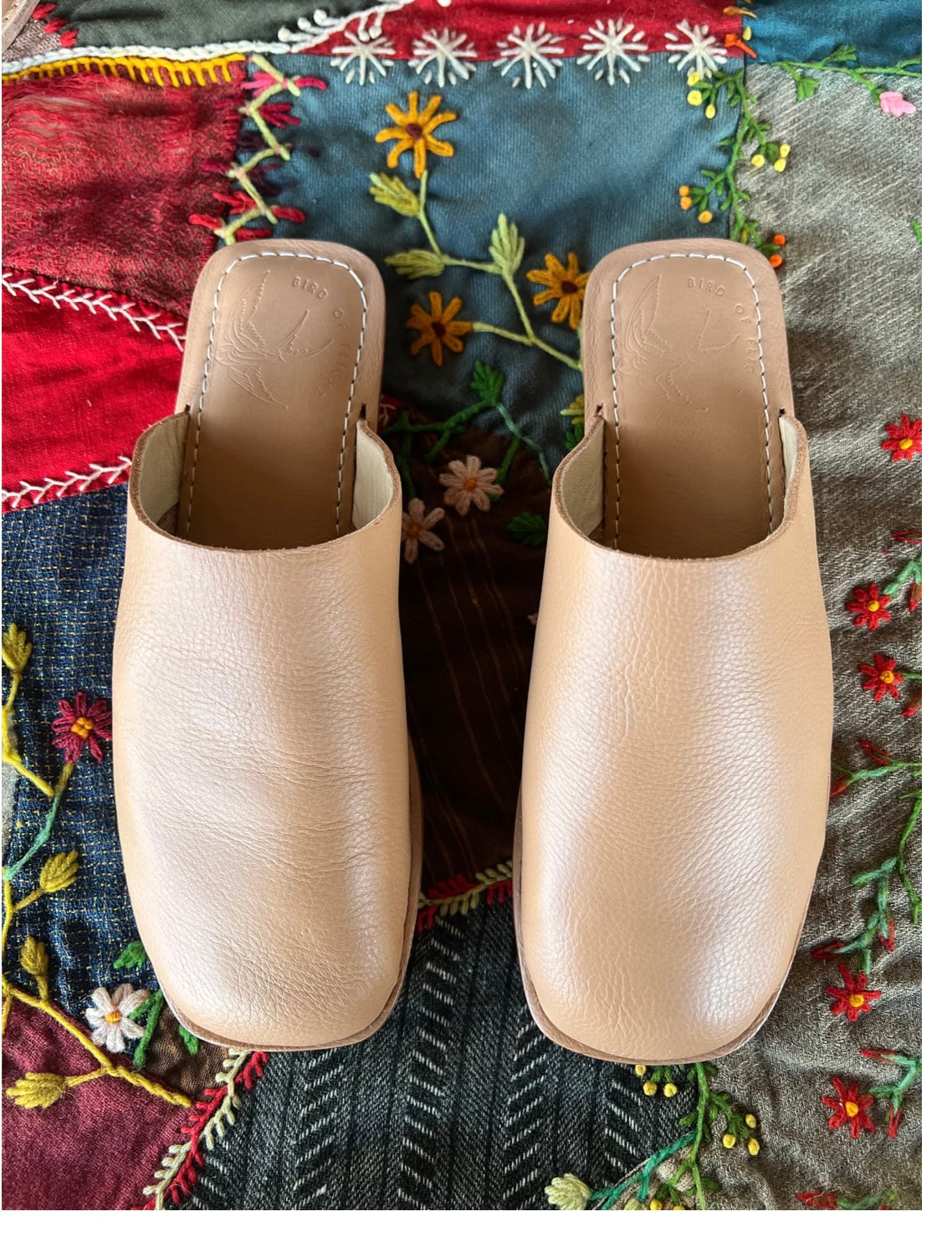 Clay Leather Flat Mule