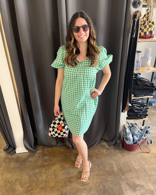 Green Checker Baby Doll Dress