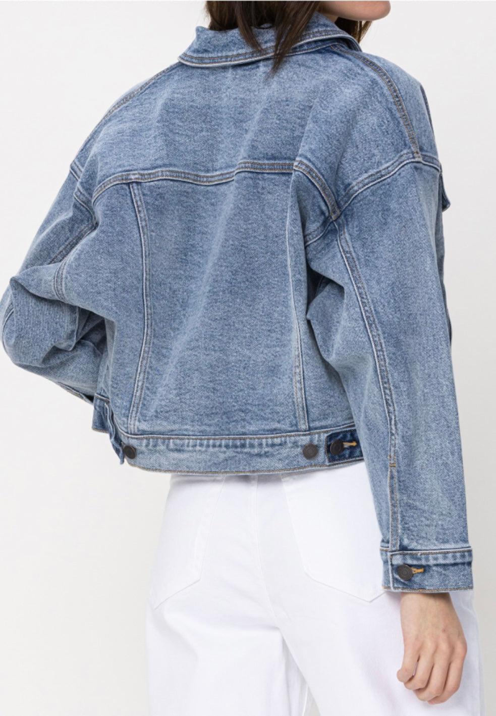 Dolman Sleeve Oversized Crop Jean Jacket