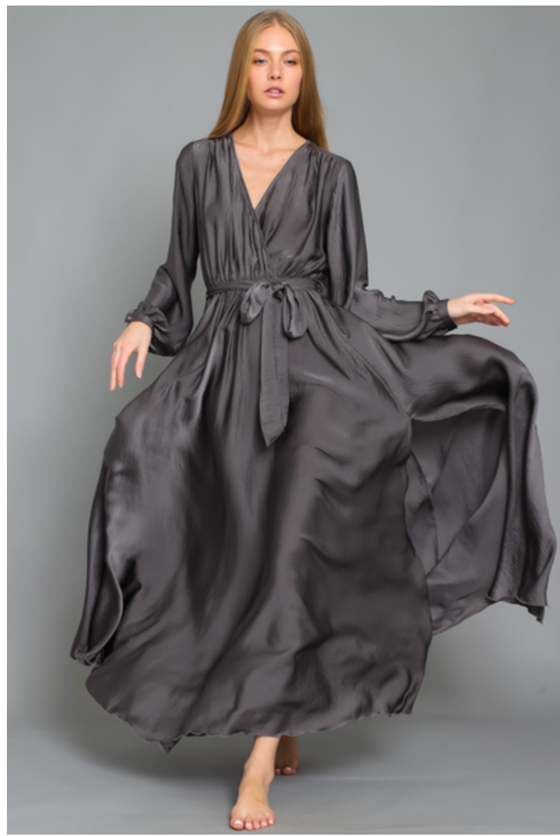 LONG SLEEVE BELTED MAXI DRESS